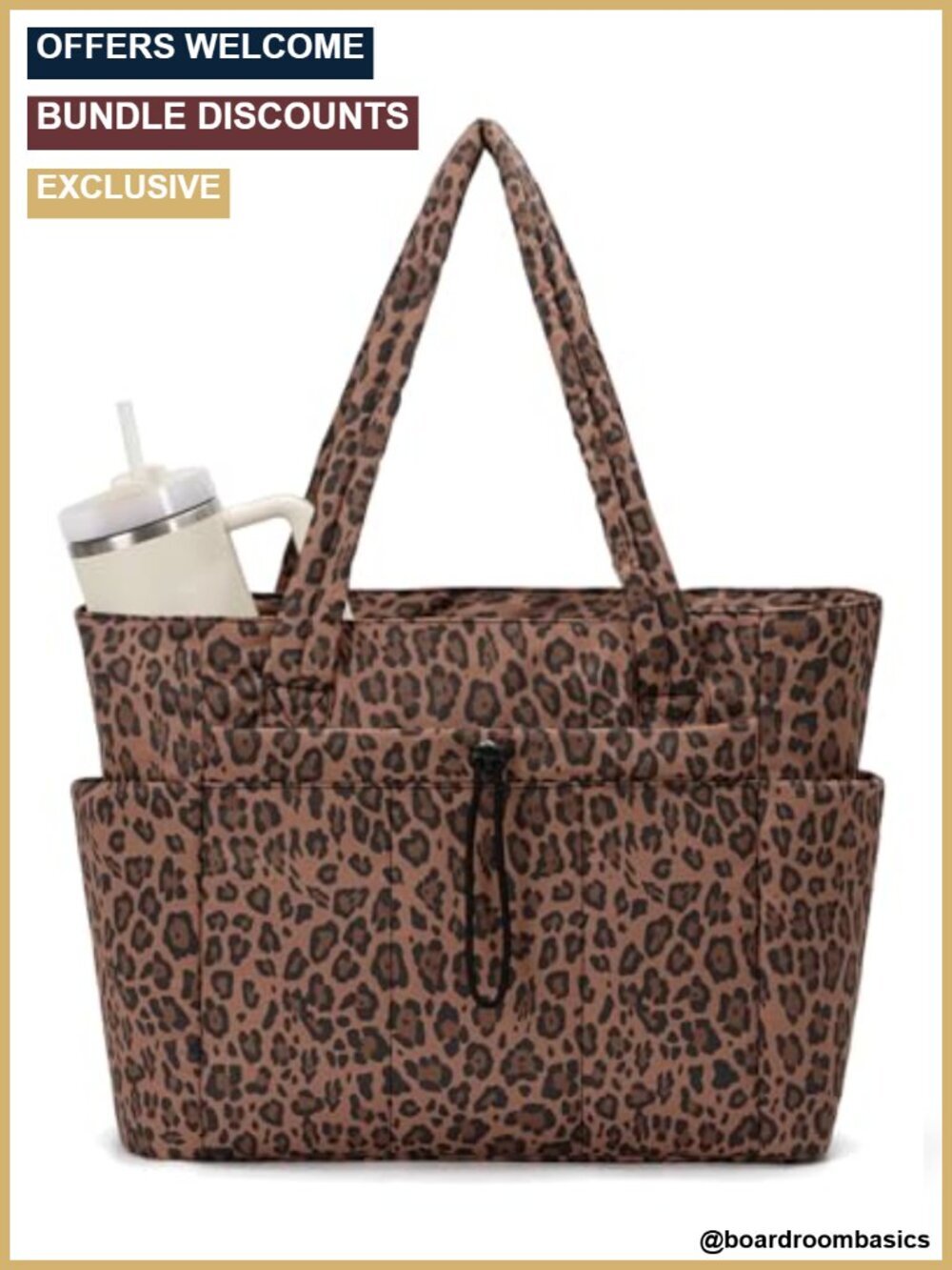 Puffy Tote Bag with Zipper, Travel Work Nurse Bag, Tumbler-Friendly